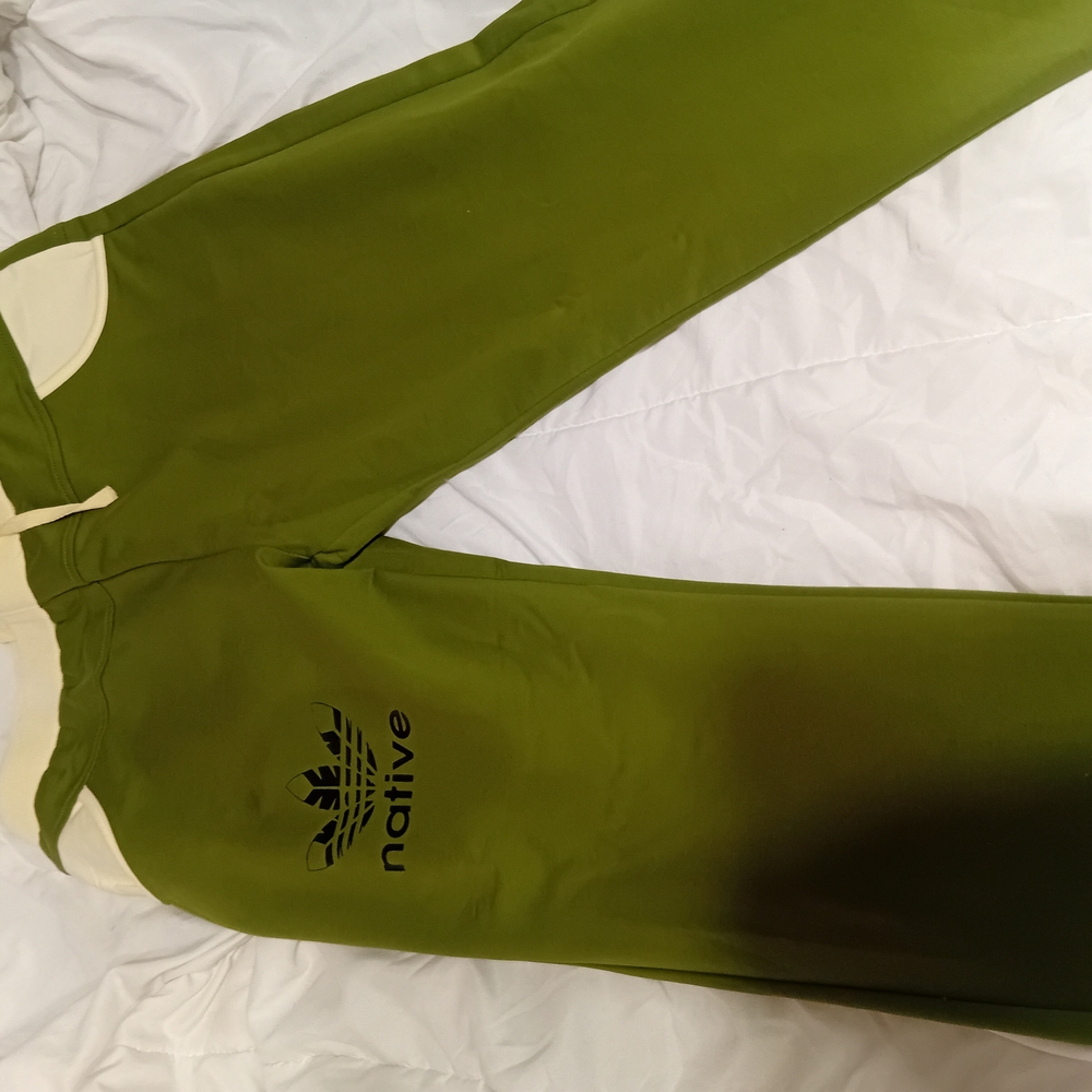 Adidas Green and White Track Pants for Casual Wear